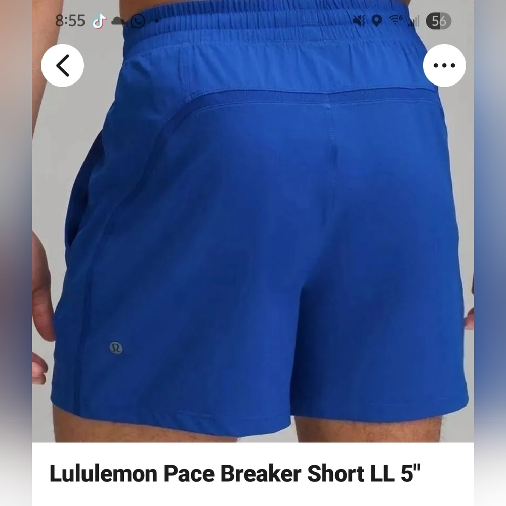 Lululemon Pace Breaker Men's Royal Blue Athletic Shorts